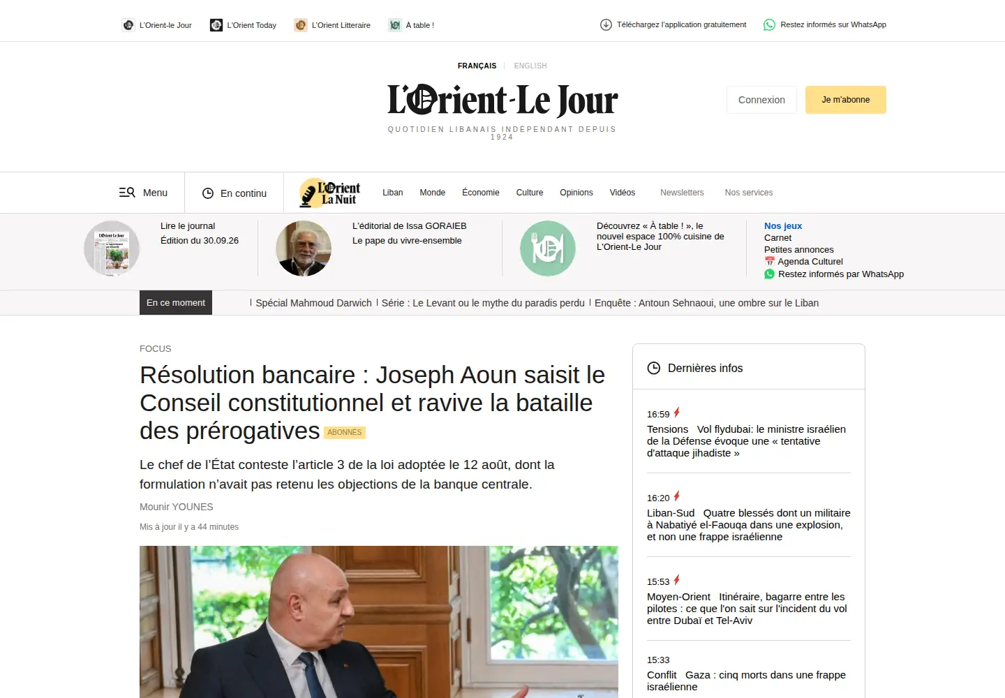 Screenshot of lorientlejour.com