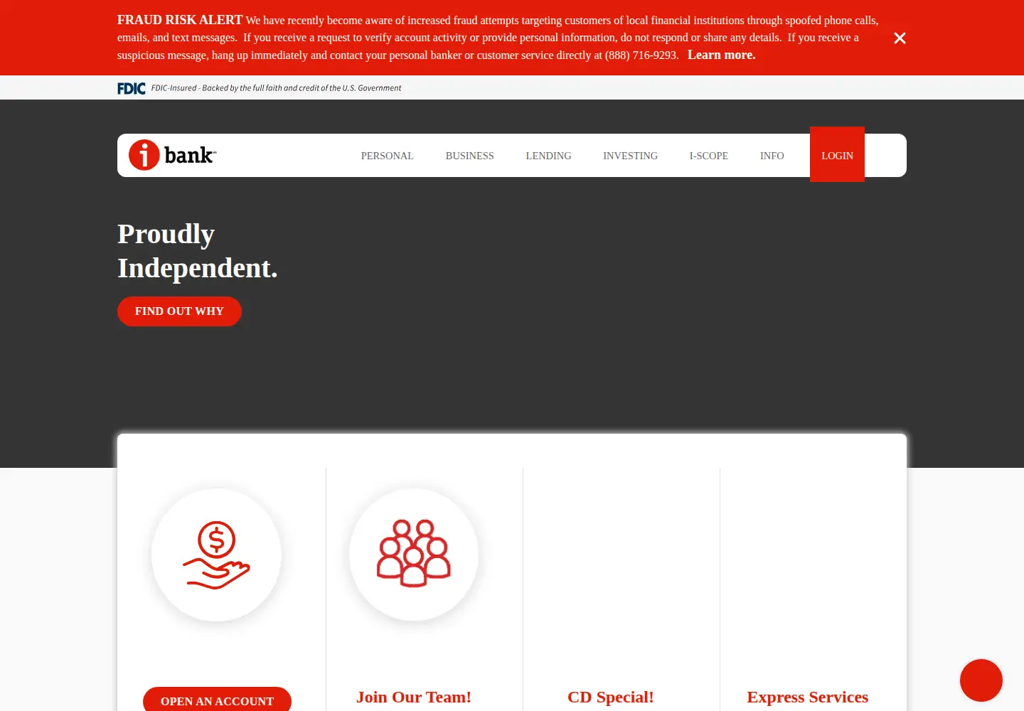 Captured homepage of i-bankonline.com in the current scan