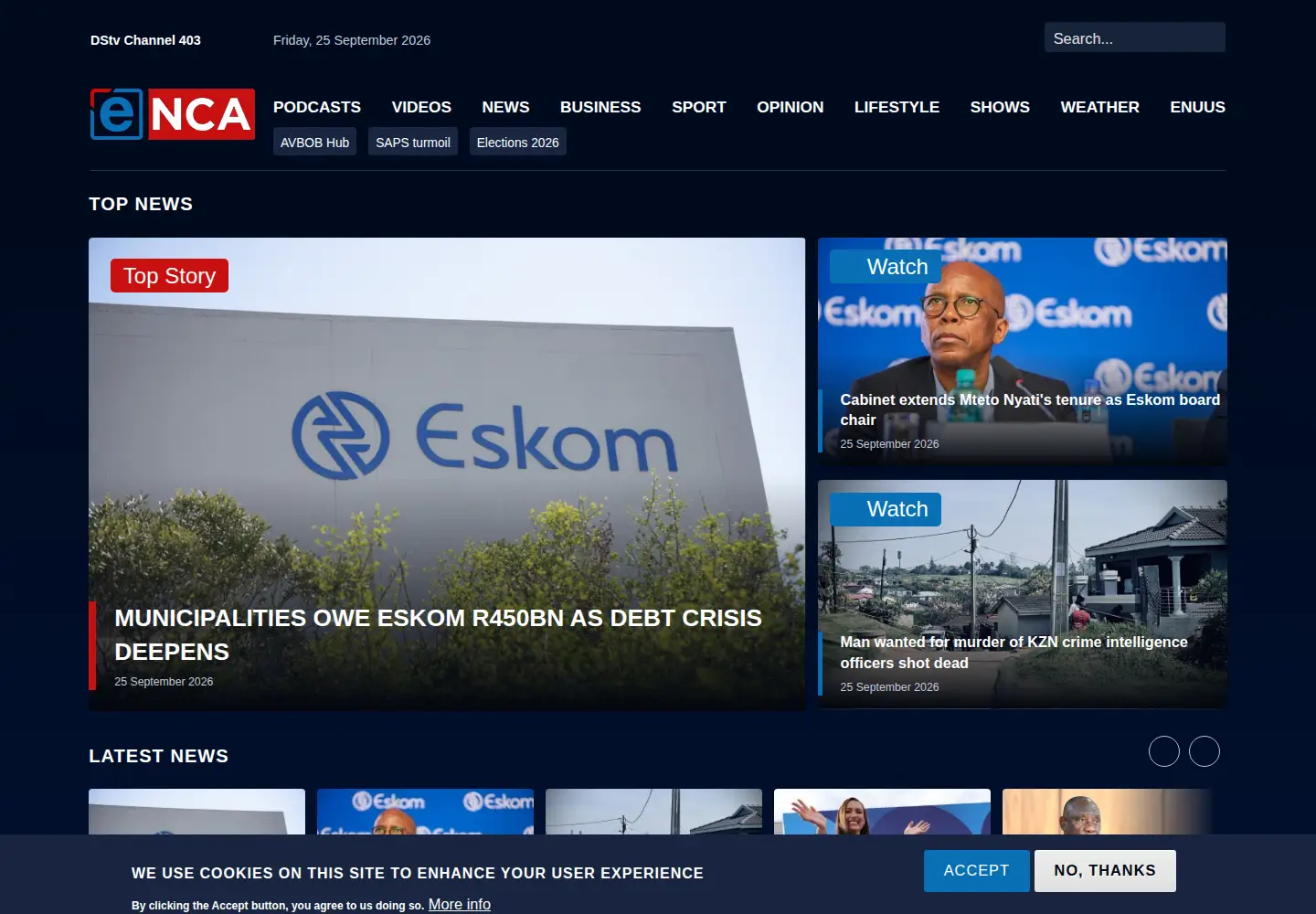 Screenshot of enca.com
