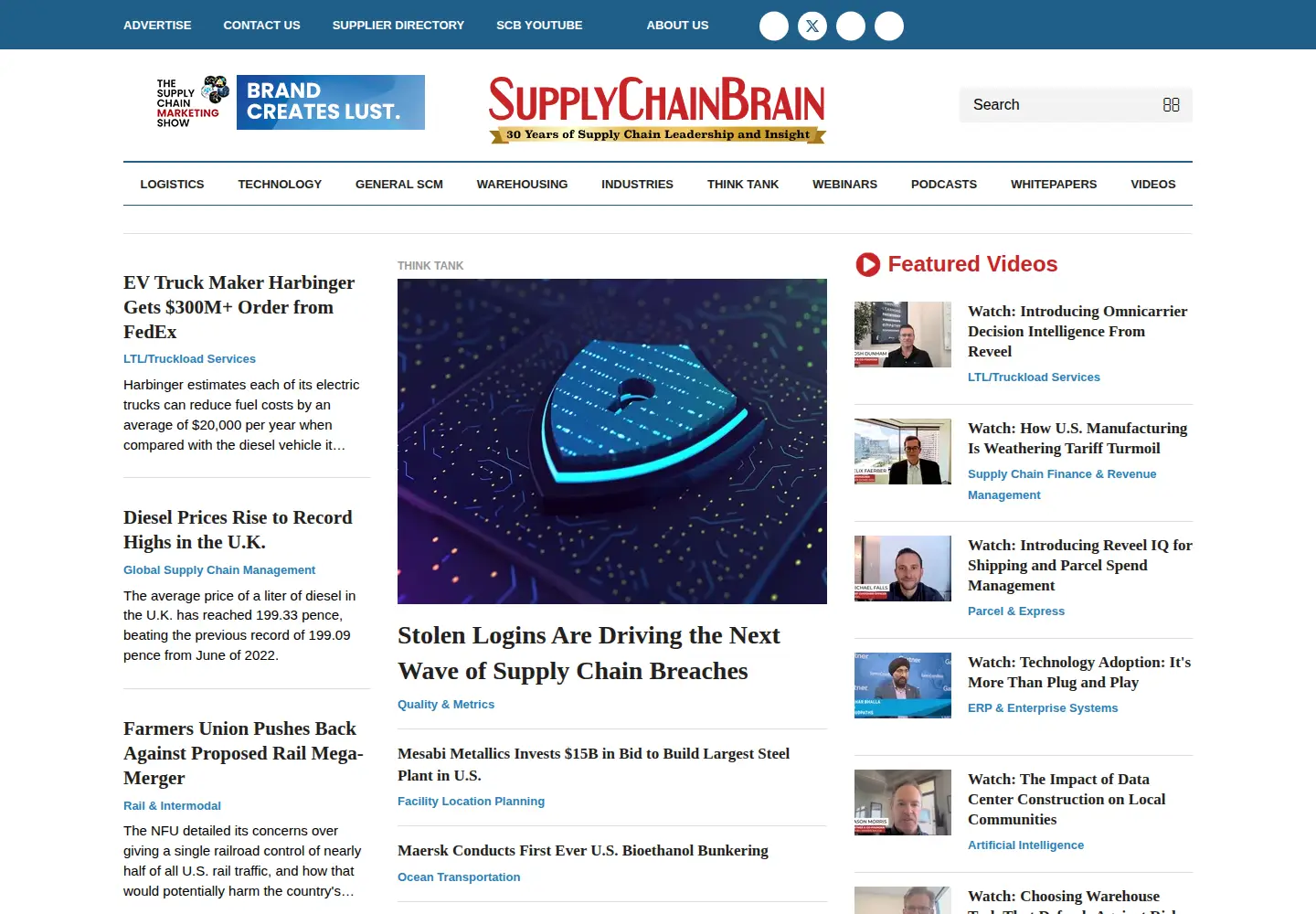 Screenshot of supplychainbrain.com