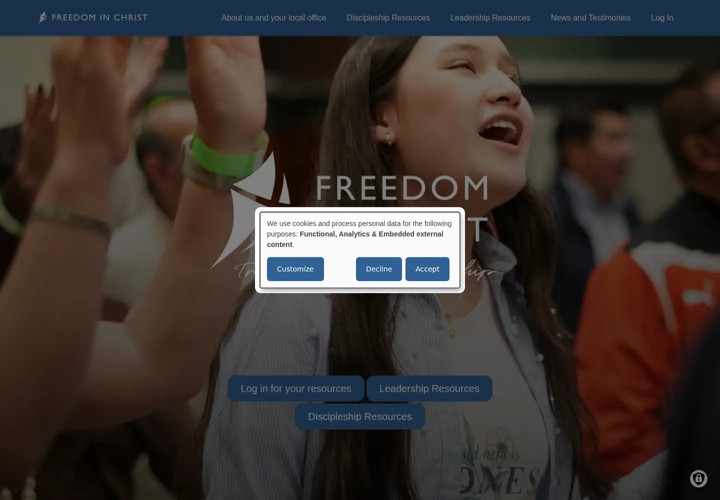 Screenshot of freedominchrist.org