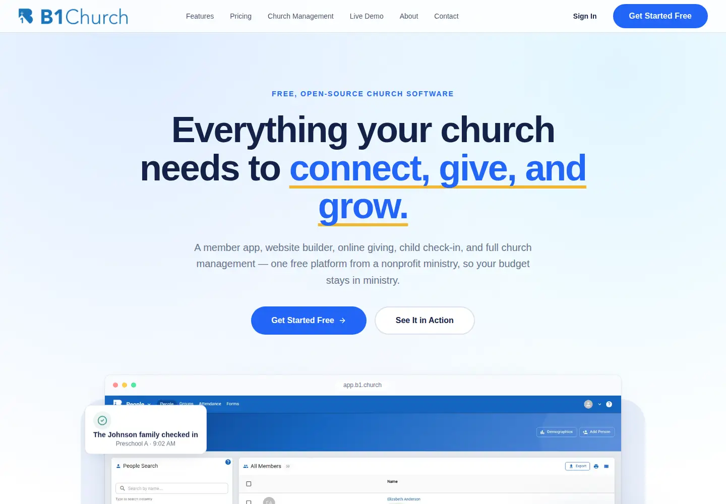 Screenshot of b1.church