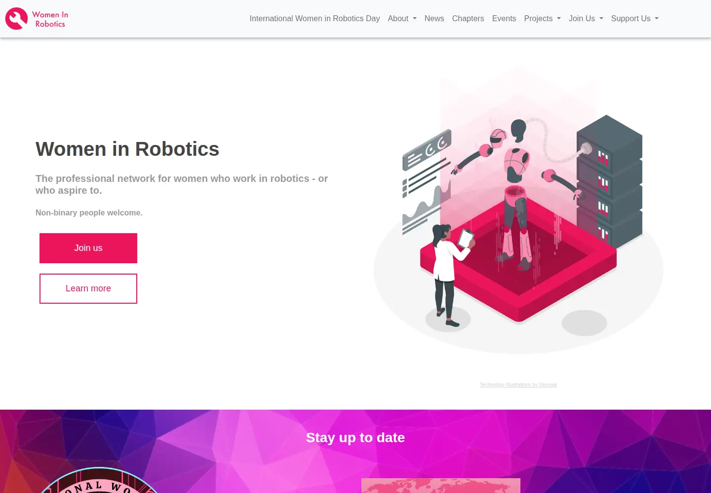 Captured homepage of womeninrobotics.org in the current scan