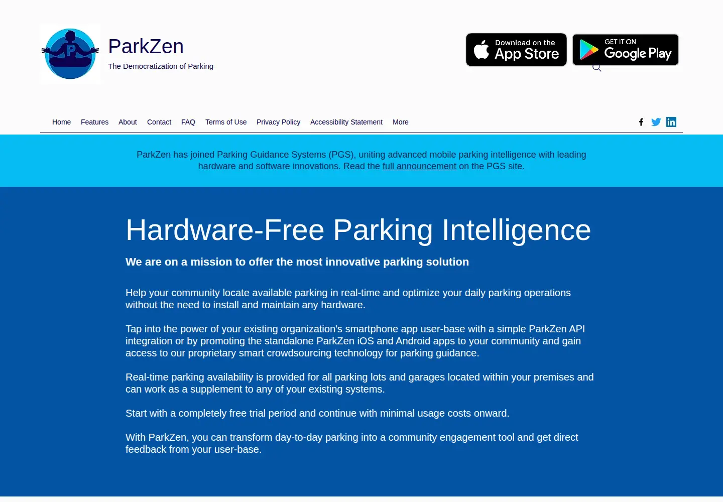 Screenshot of parkzenapp.com