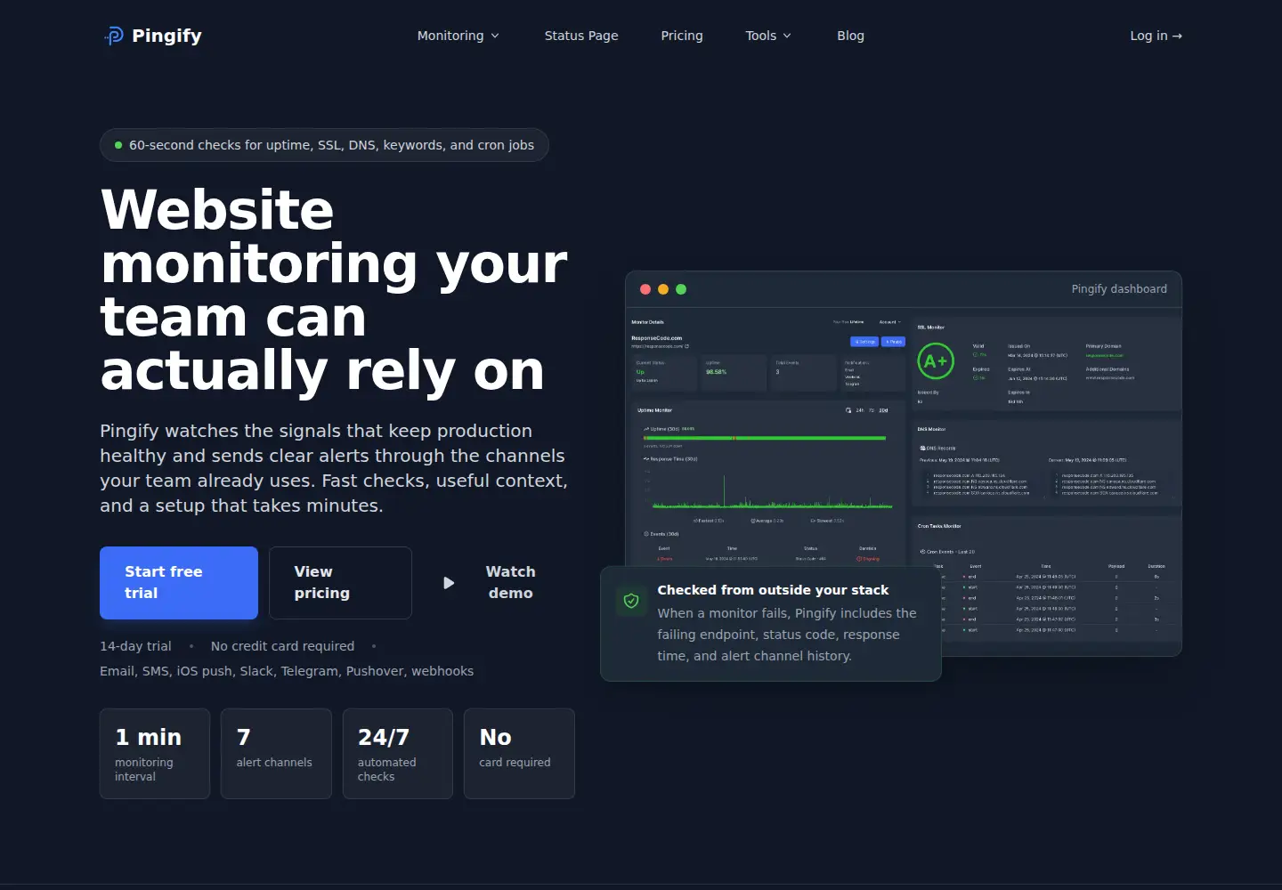 Screenshot of pingify.com