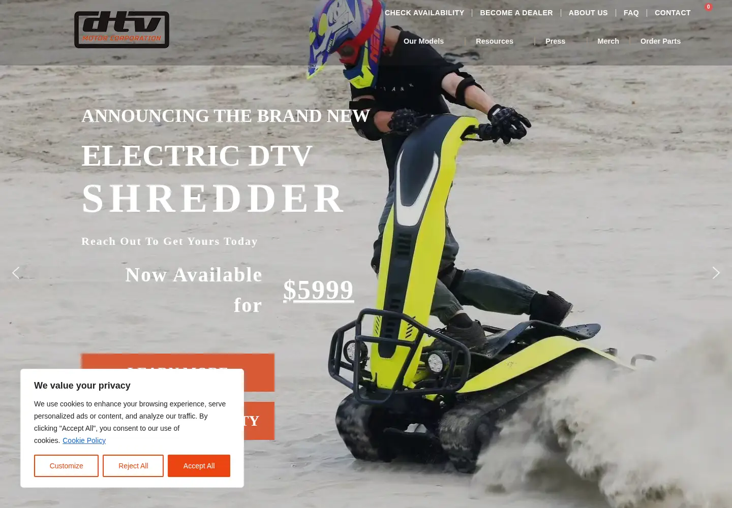 Captured homepage of dtvmotorcorp.com in the current scan