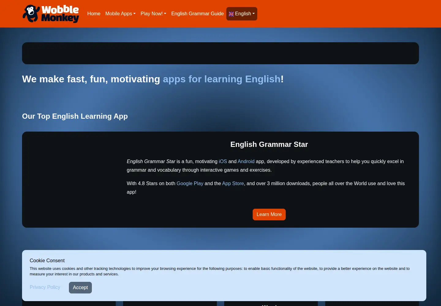 Screenshot of wobblemonkey.com