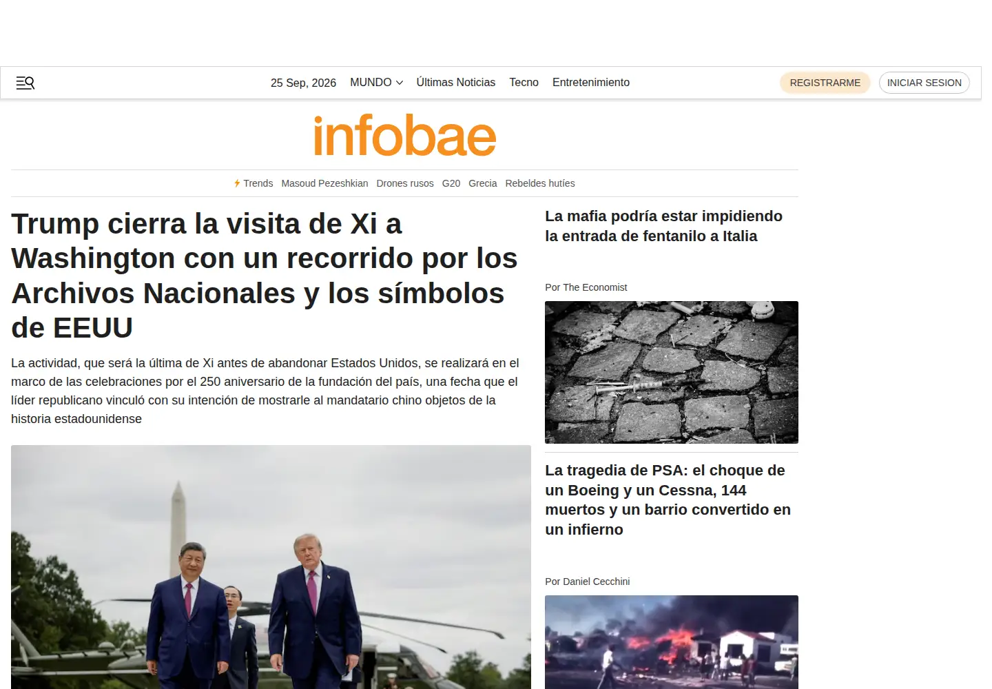 Screenshot of infobae.com