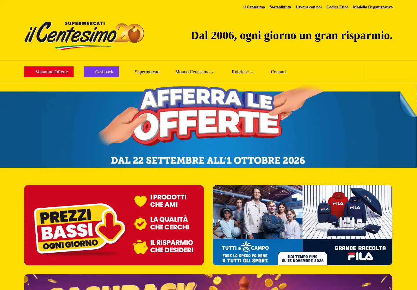Captured homepage of ilcentesimo.com in the current scan
