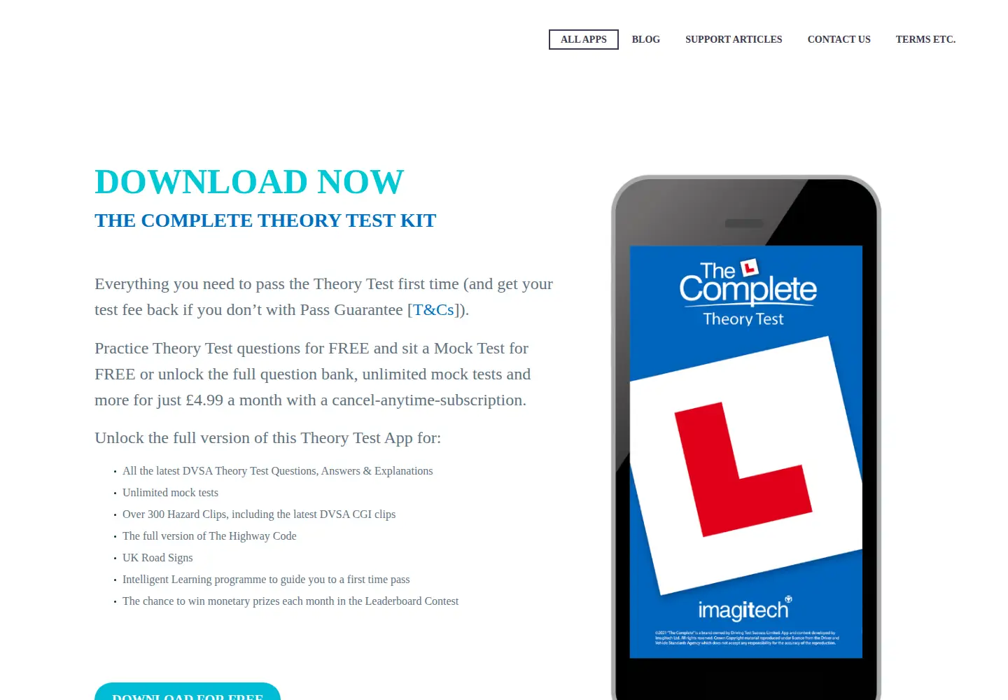 Captured homepage of completetheorytest.co.uk in the current scan