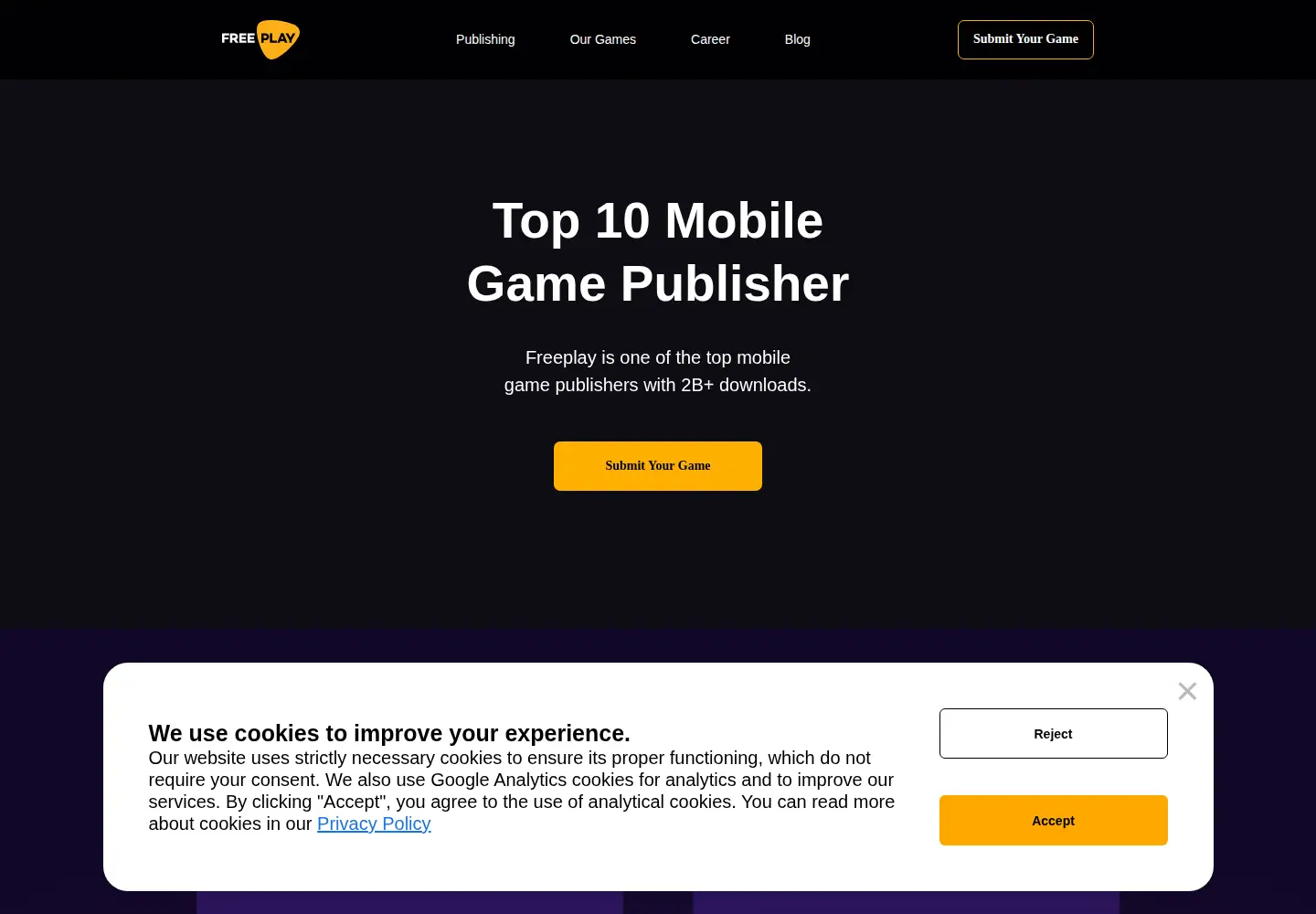 Screenshot of freeplay.io