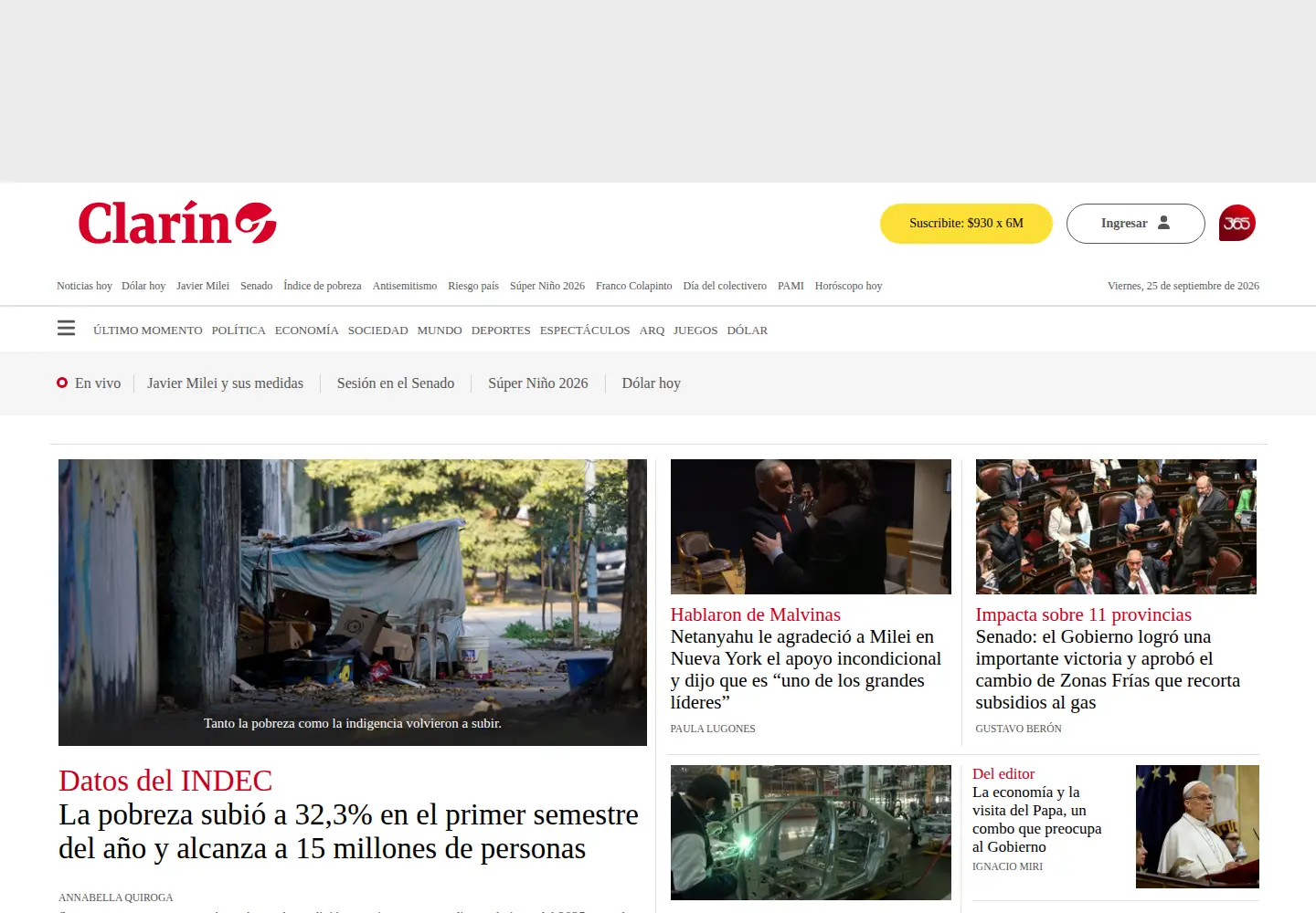 Screenshot of clarin.com
