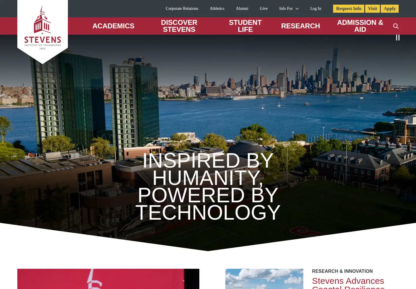Screenshot of stevens.edu