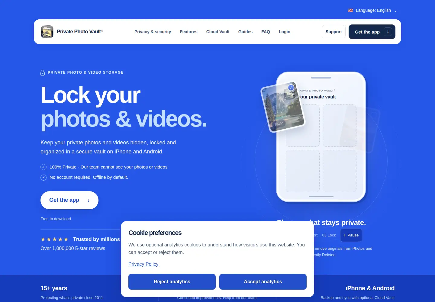 Screenshot of privatephotovault.com