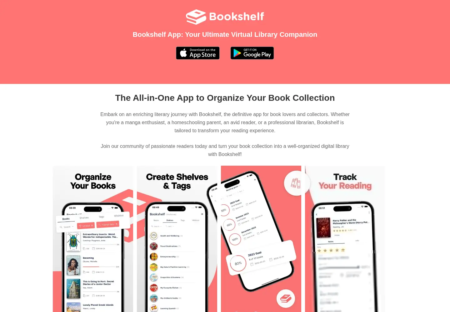 Captured homepage of bookshelfapp.info in the current scan