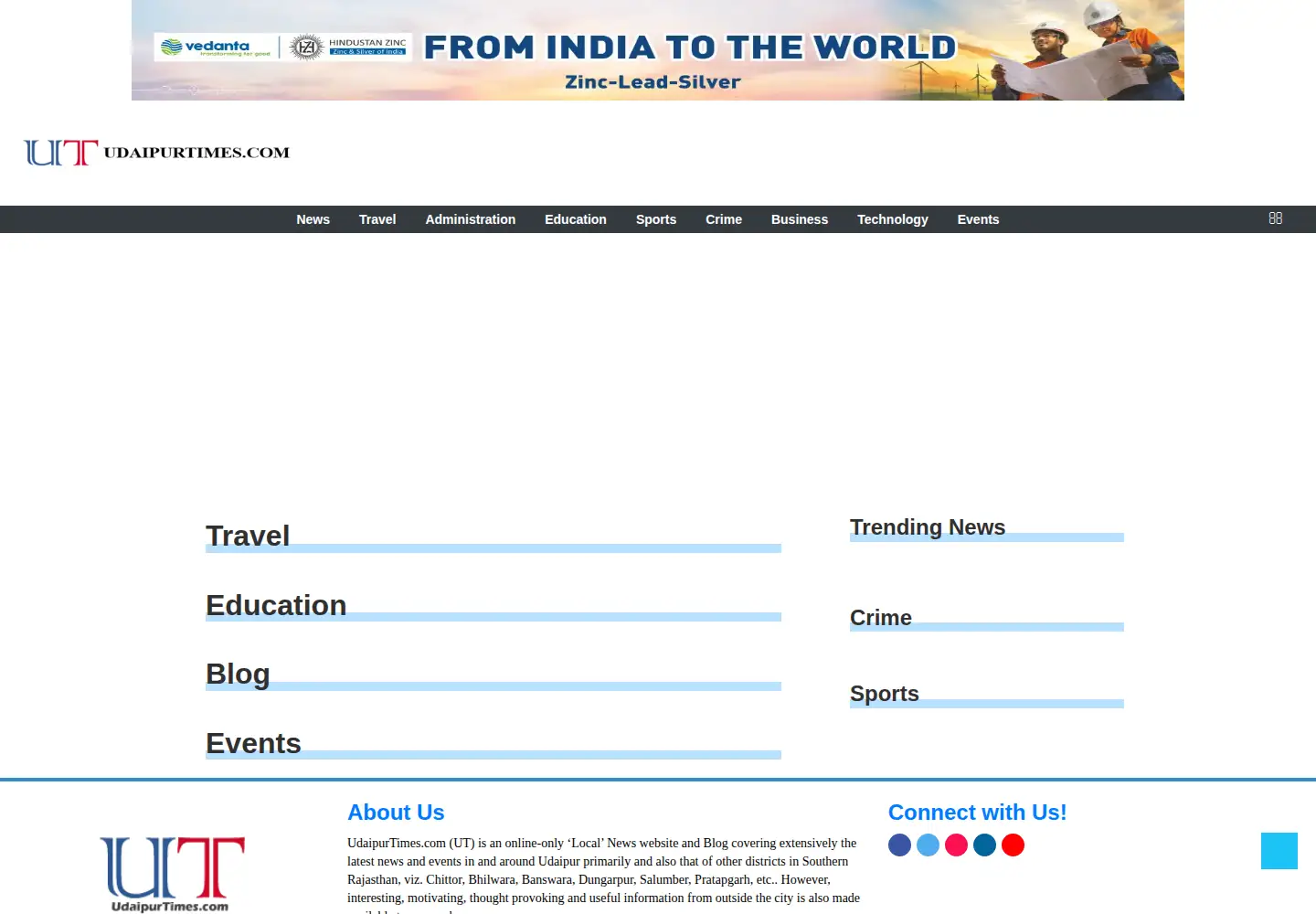 Screenshot of udaipurtimes.com