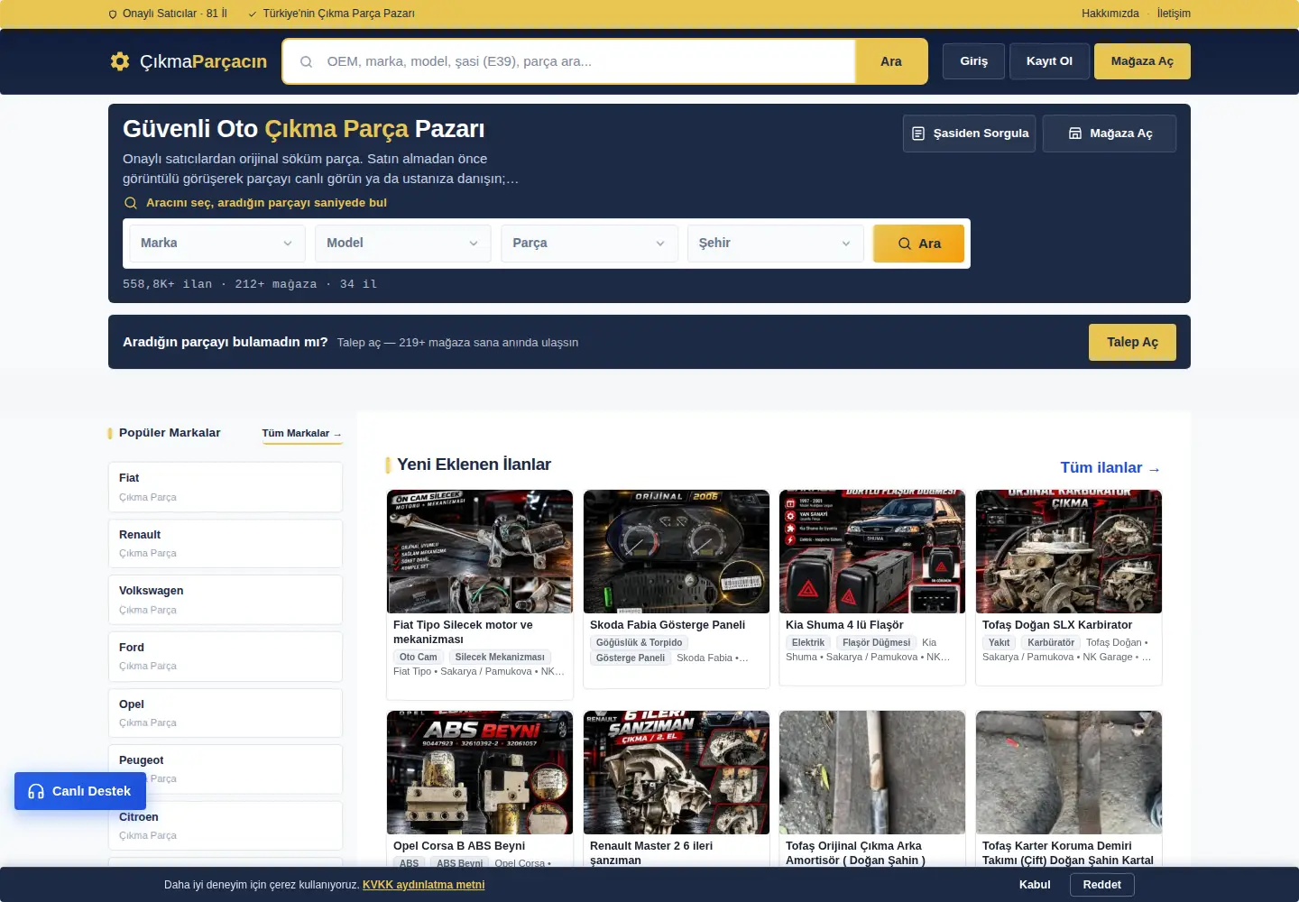 Screenshot of cikmaparcacin.com