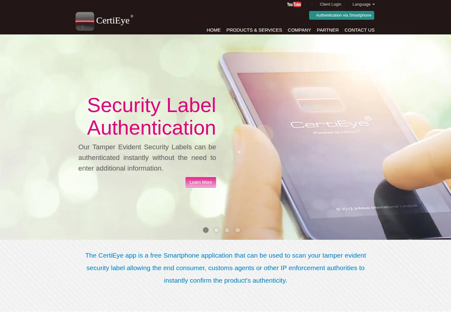 Captured homepage of certieye.com in the current scan