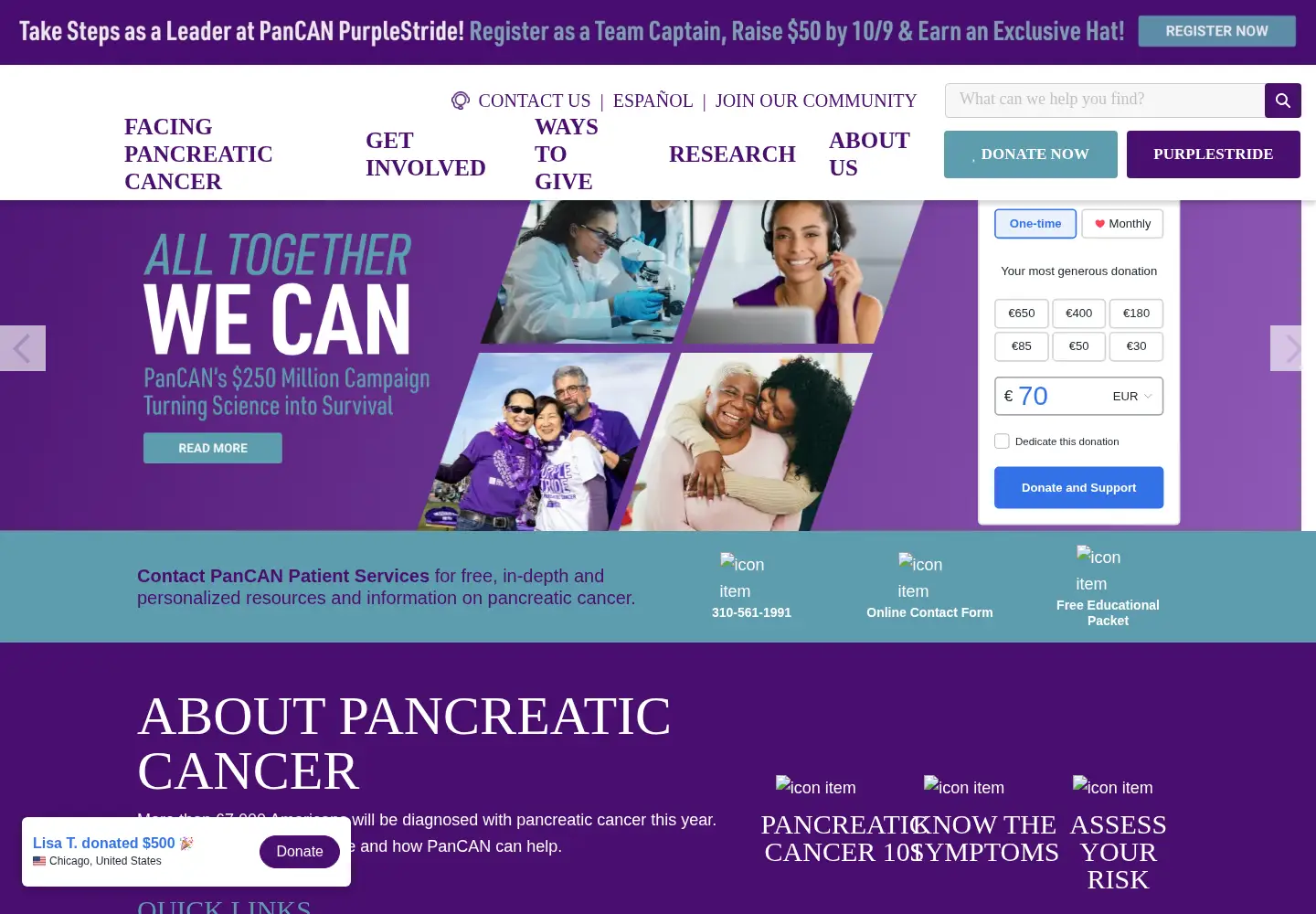 Screenshot of pancan.org