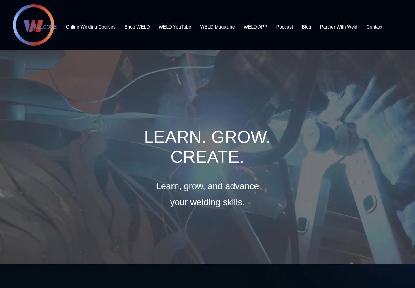 Captured homepage of weld.com in the current scan
