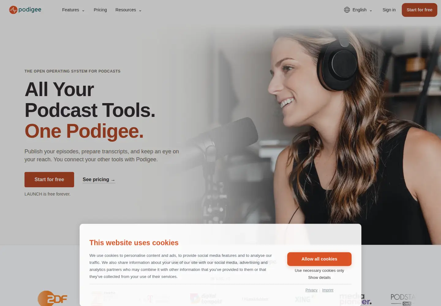 Screenshot of podigee.com