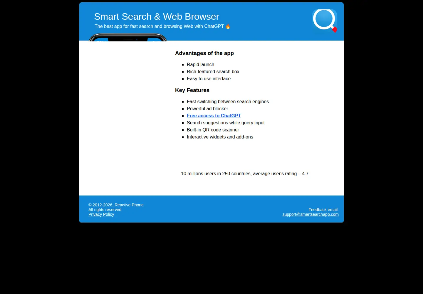 Captured homepage of smartsearchapp.com in the current scan