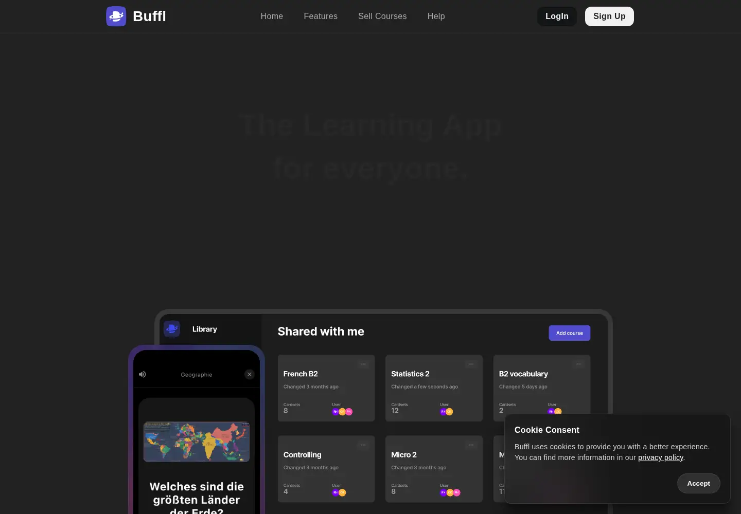 Captured homepage of buffl.co in the current scan