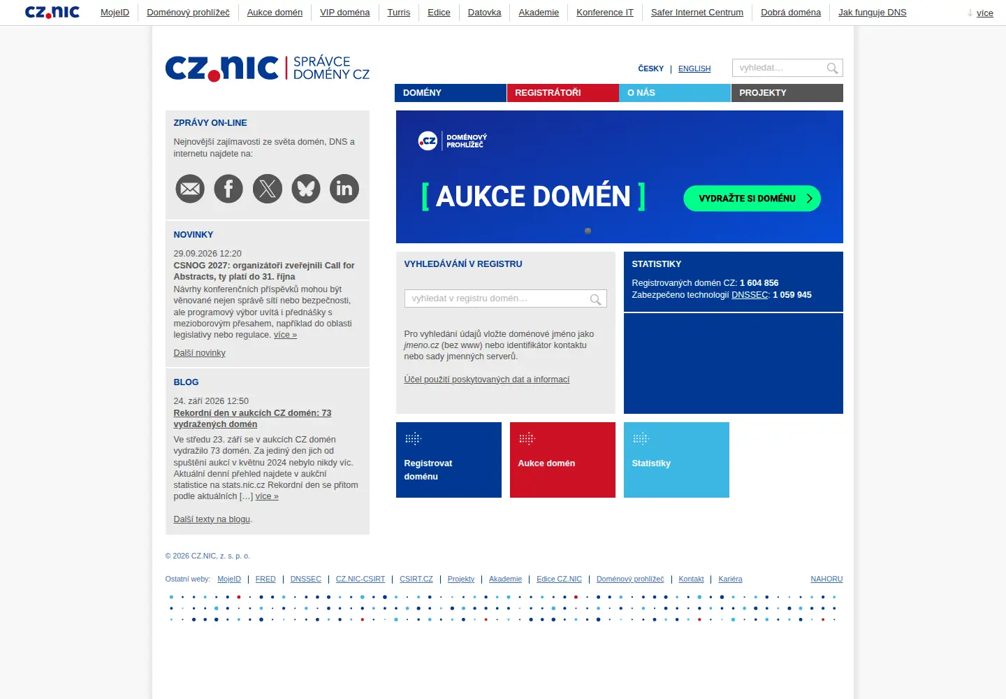 Screenshot of nic.cz