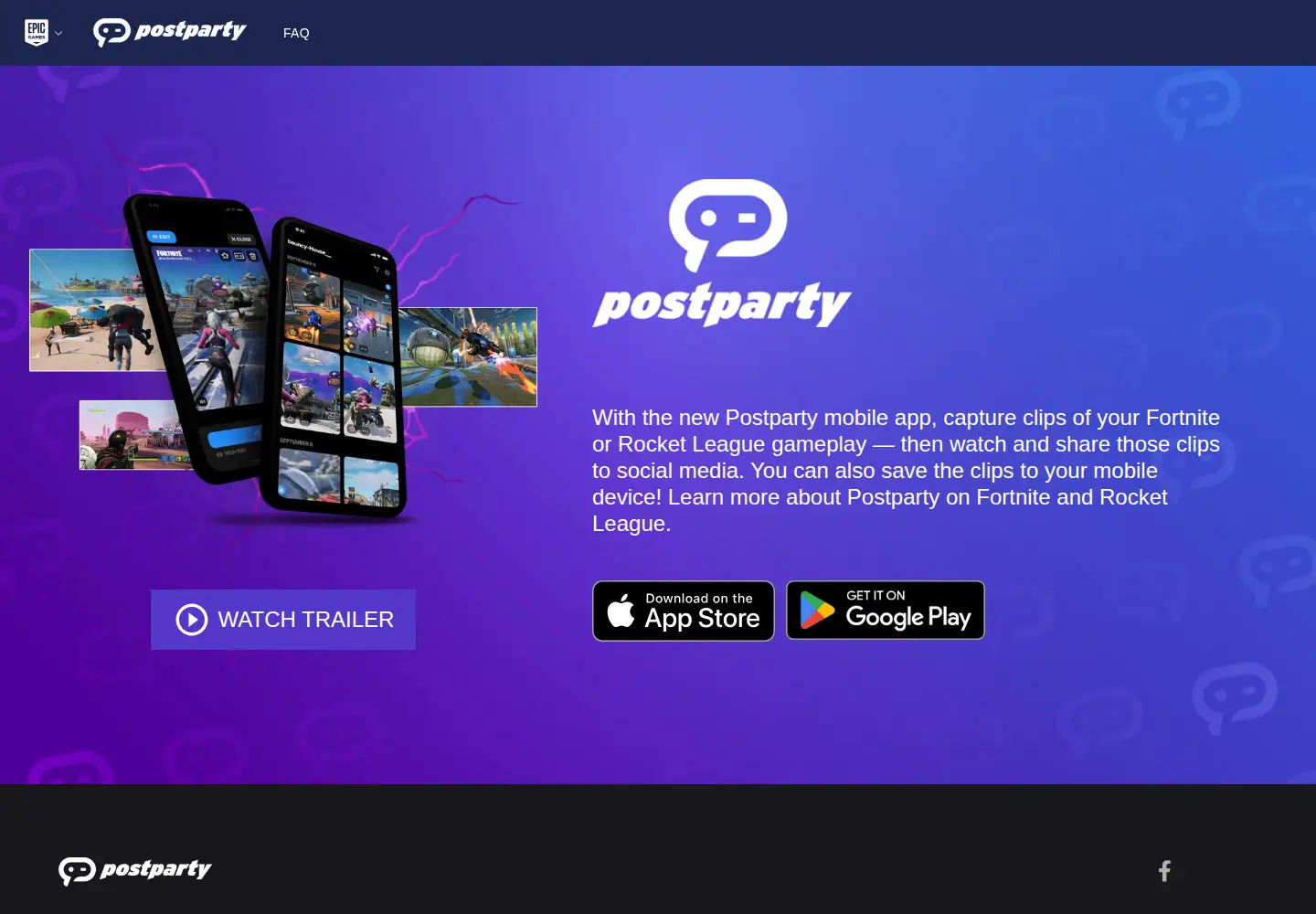 Captured homepage of postparty.gg in the current scan