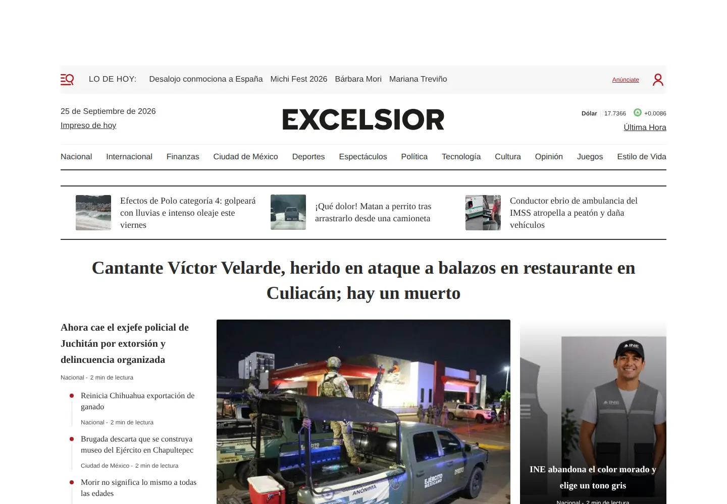 Screenshot of excelsior.com.mx