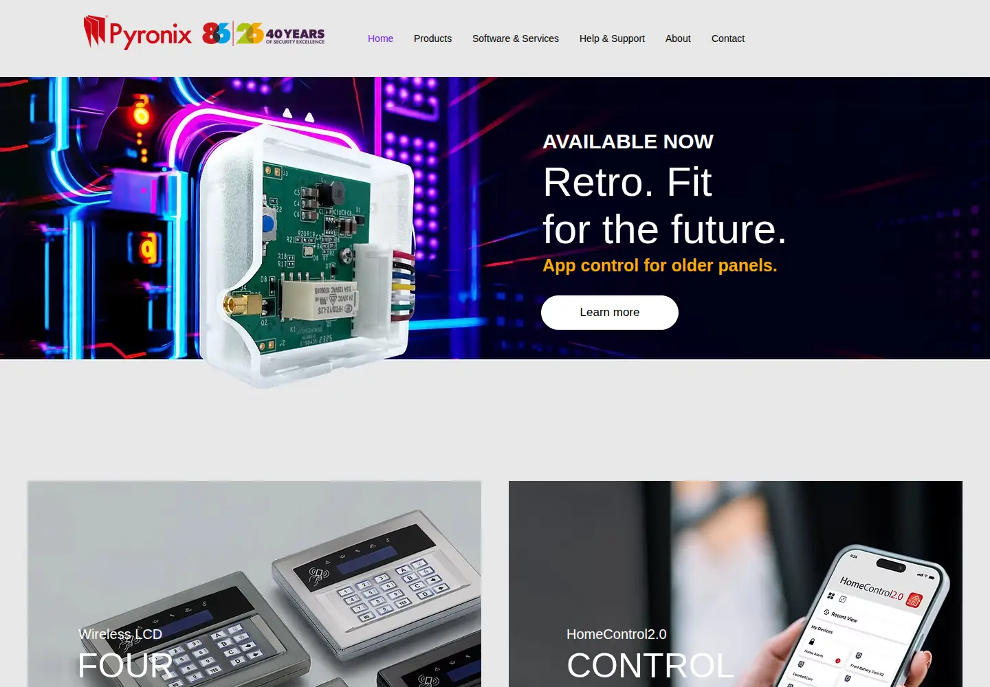 Captured homepage of pyronix.com in the current scan