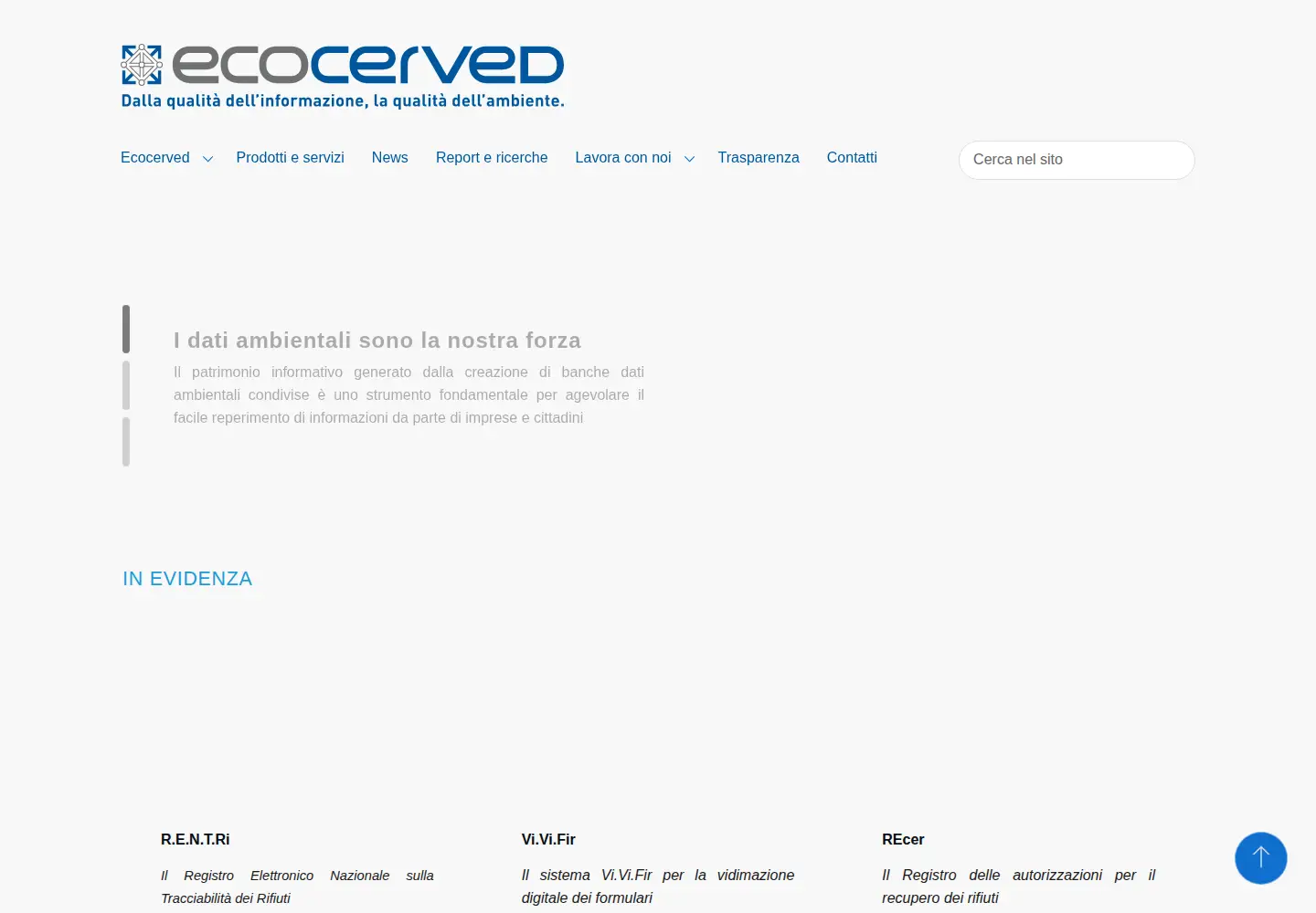 Captured homepage of ecocerved.it in the current scan