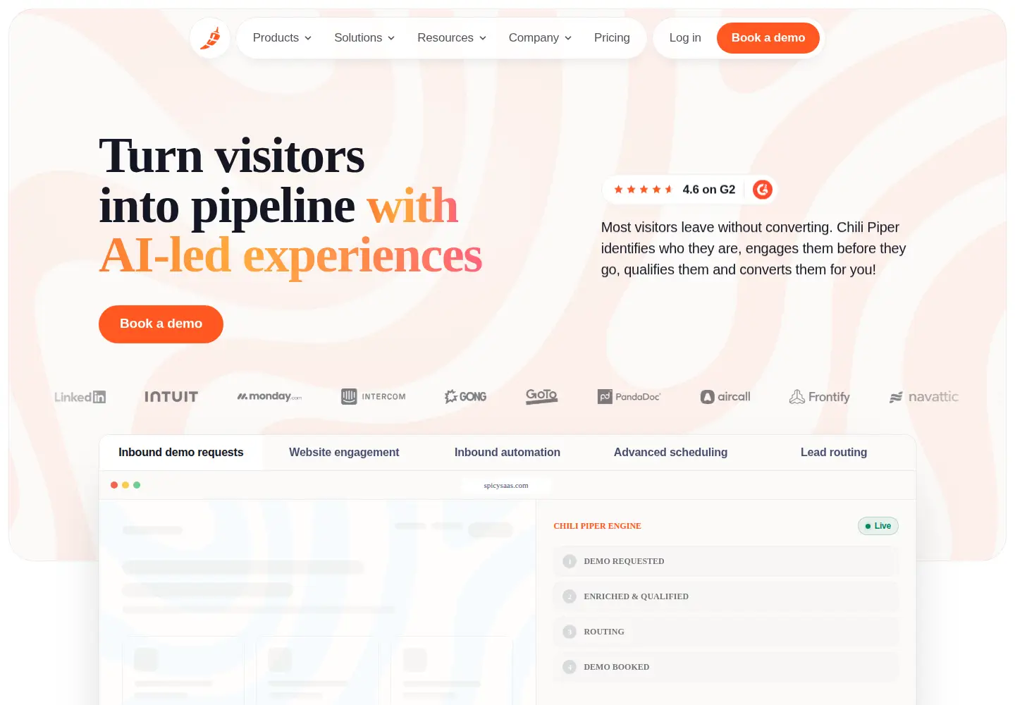 Screenshot of chilipiper.com