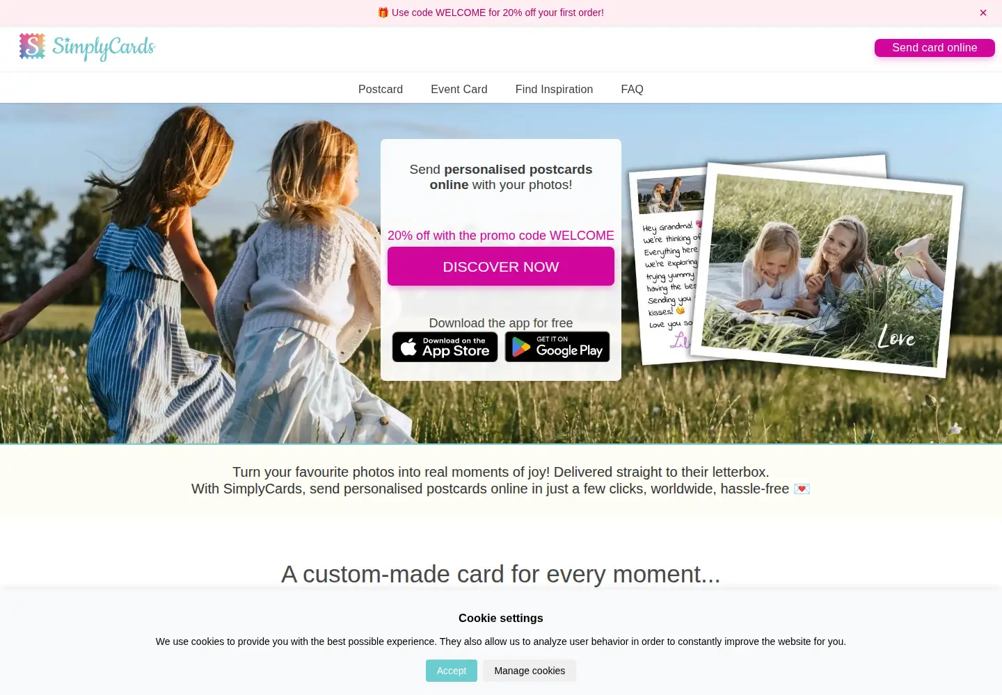 Screenshot of simplycards.com
