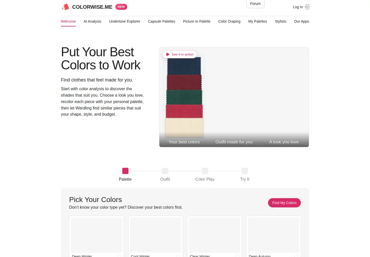Screenshot of colorwise.me