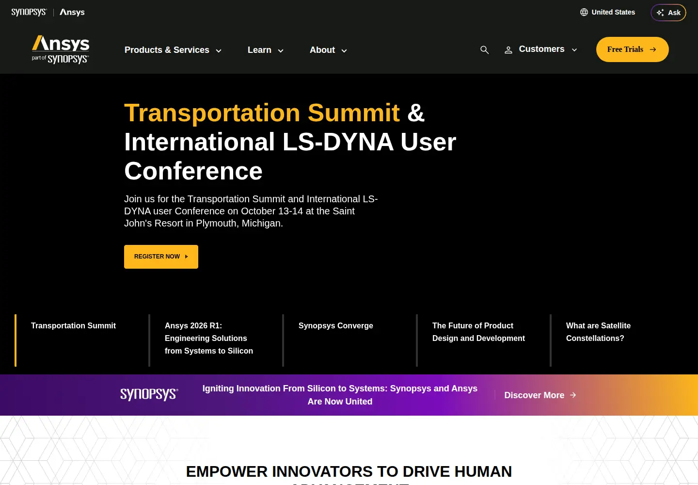 Screenshot of ansys.com