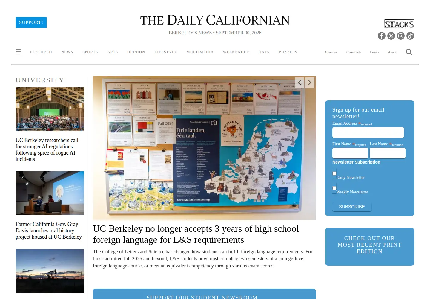 Screenshot of dailycal.org