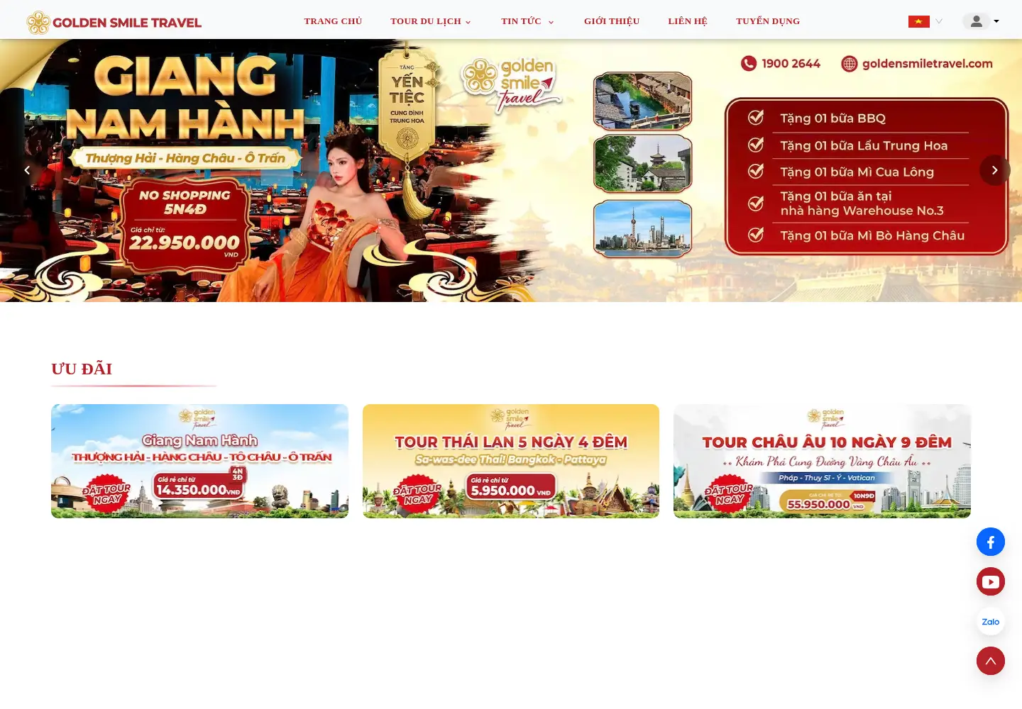 Screenshot of goldensmiletravel.com