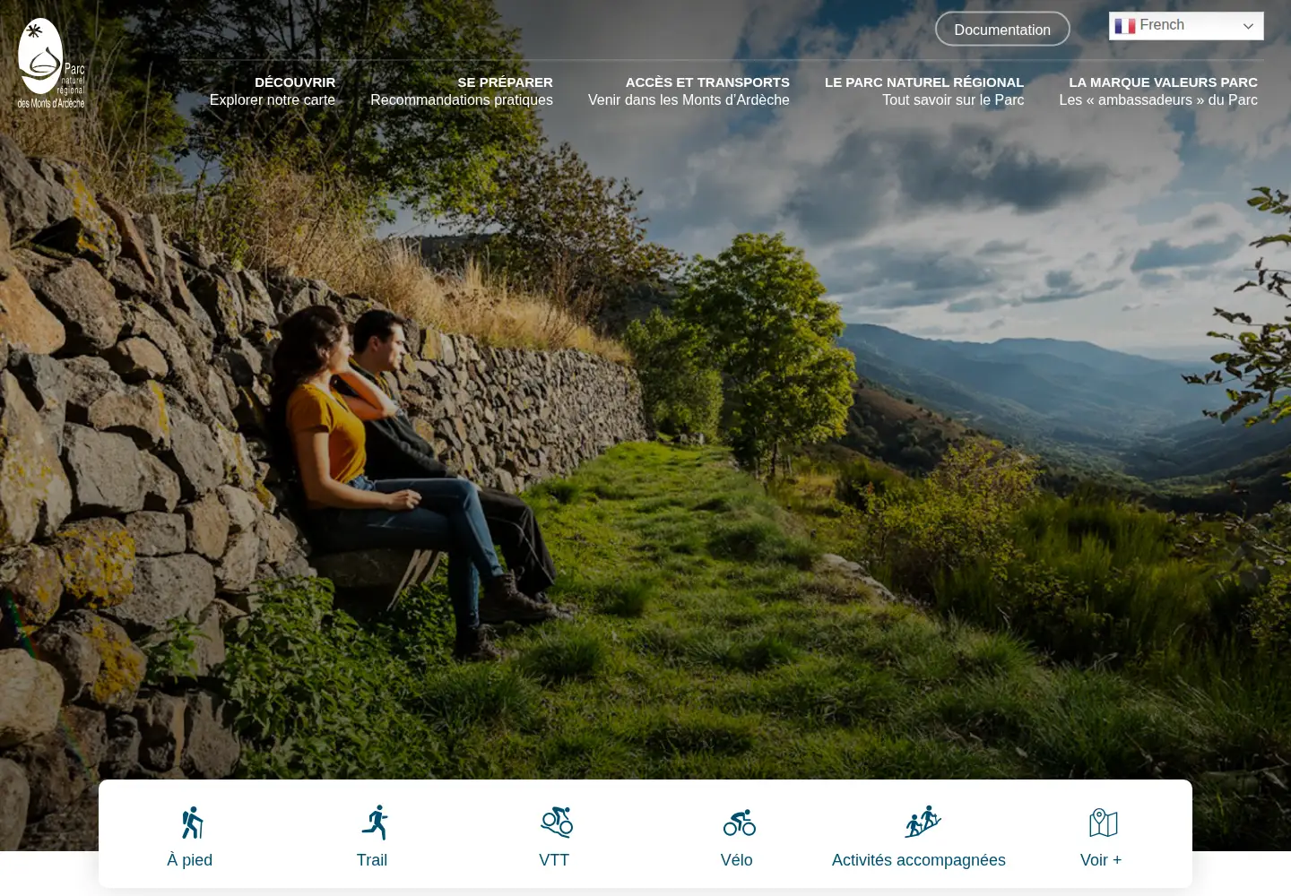 Captured homepage of destination-parc-monts-ardeche.fr in the current scan