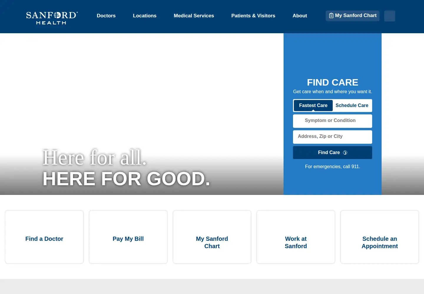 Screenshot of sanfordhealth.org