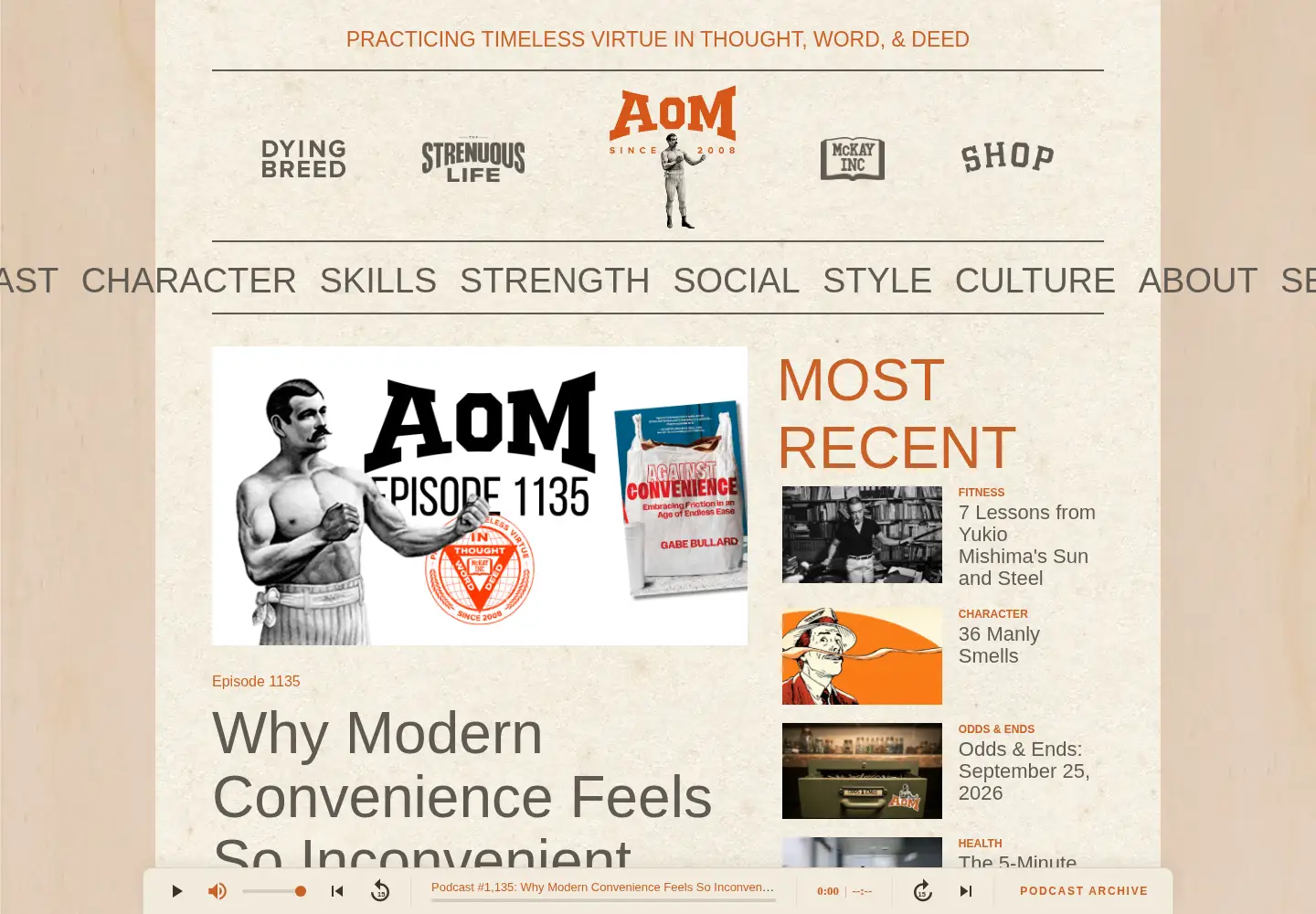 Screenshot of artofmanliness.com