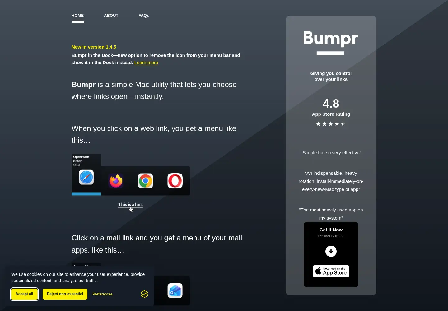 Captured homepage of getbumpr.com in the current scan