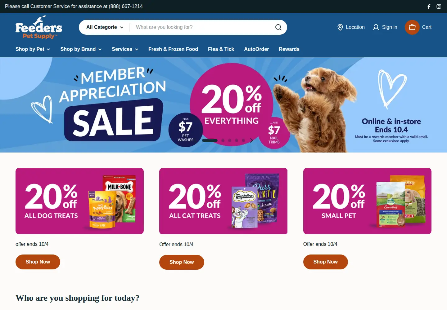 Captured homepage of feederspetsupply.com in the current scan