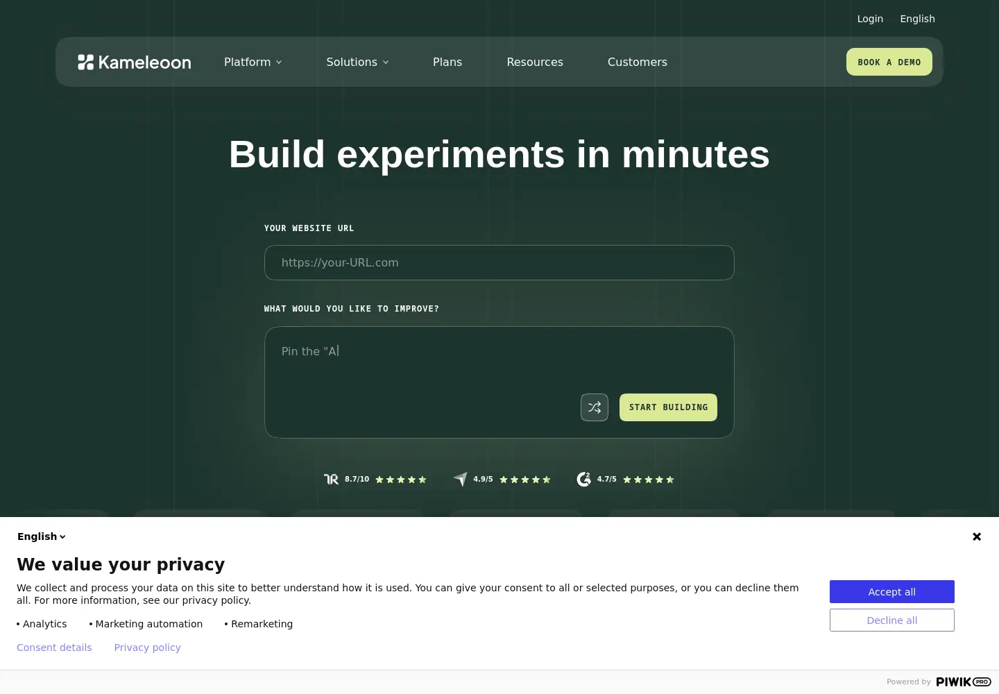 Screenshot of kameleoon.com