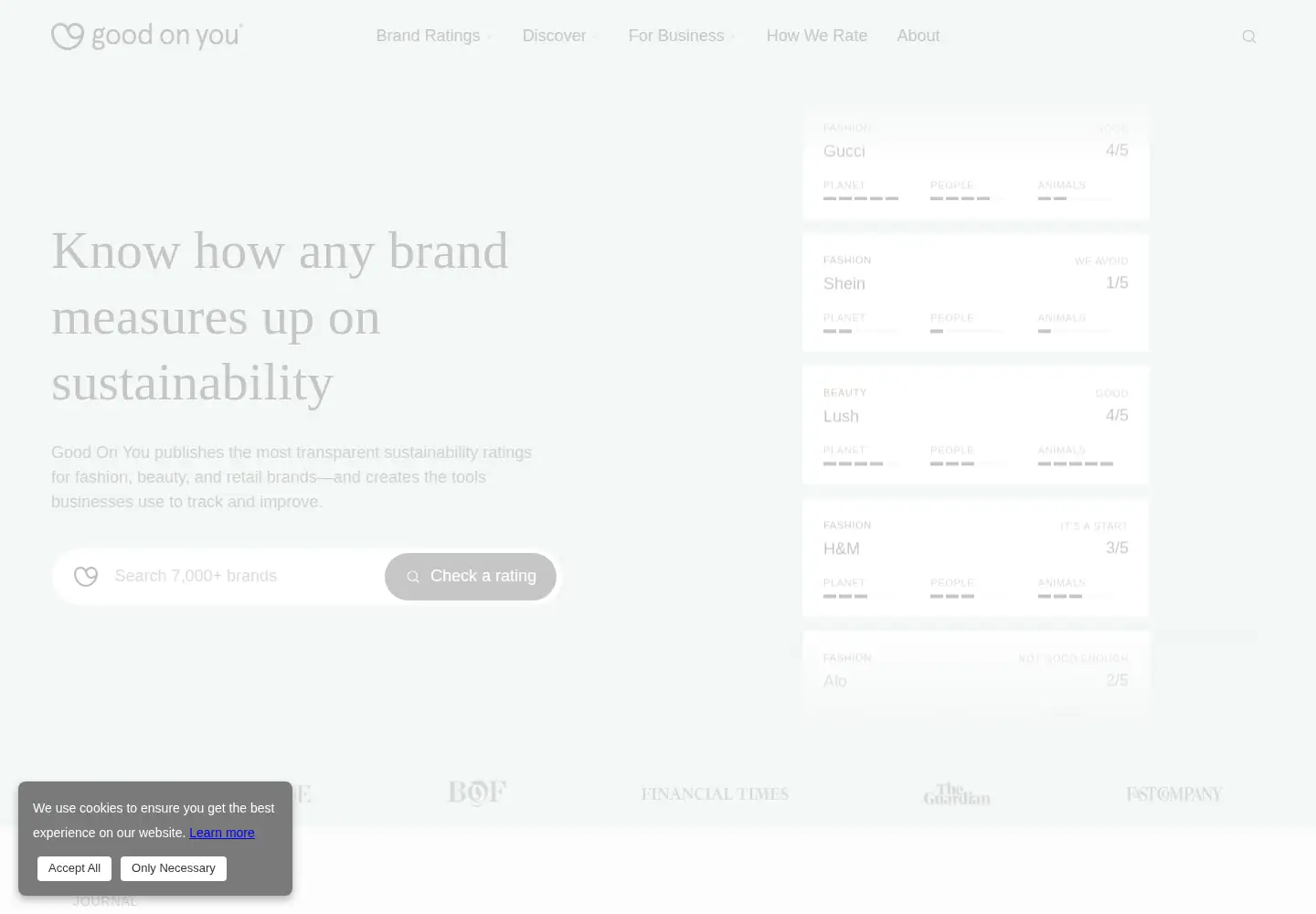 Screenshot of goodonyou.eco