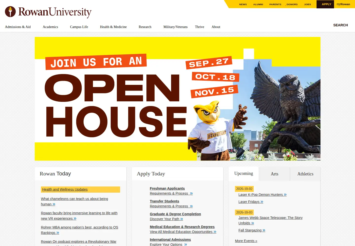 Screenshot of rowan.edu