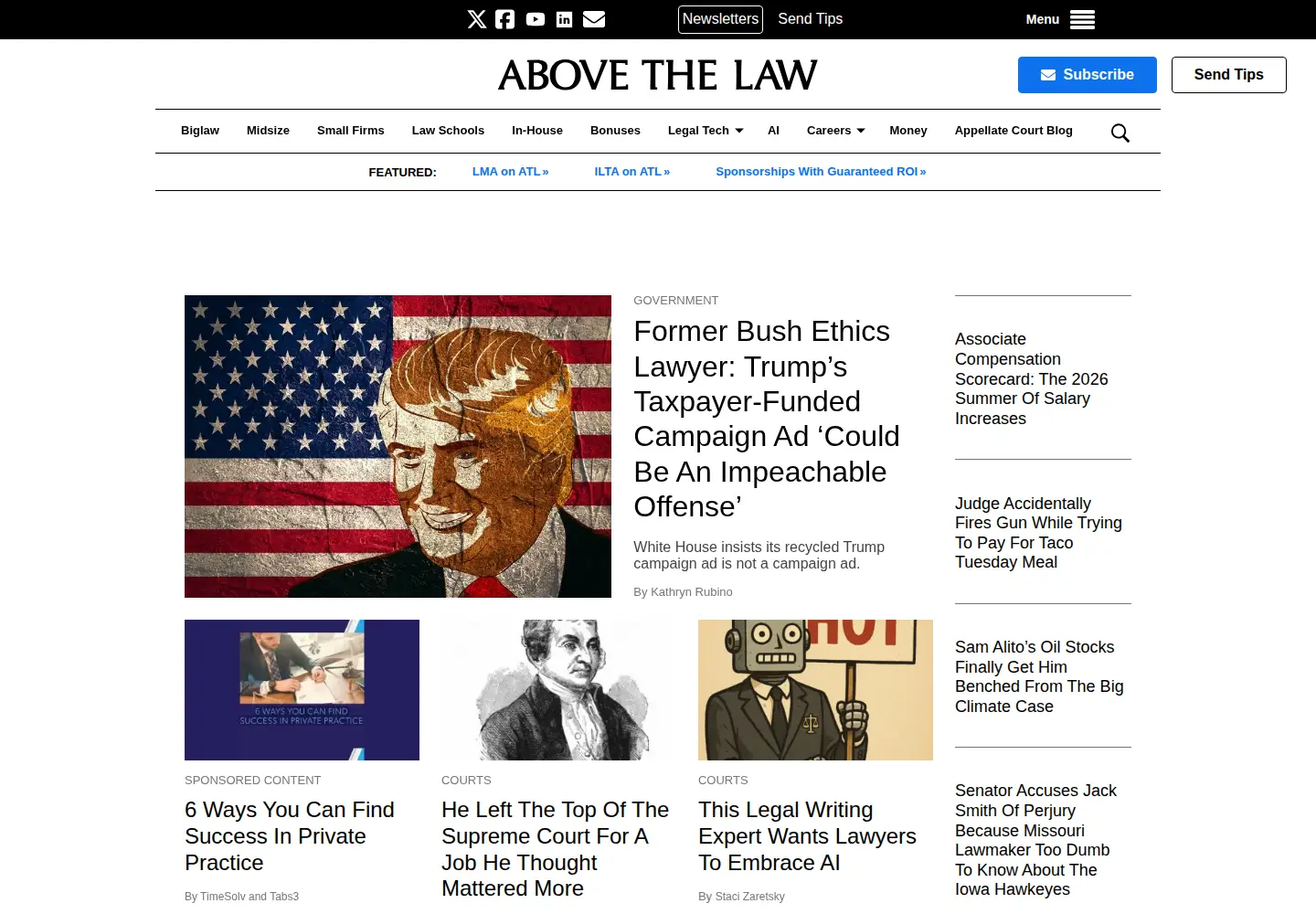 Screenshot of abovethelaw.com