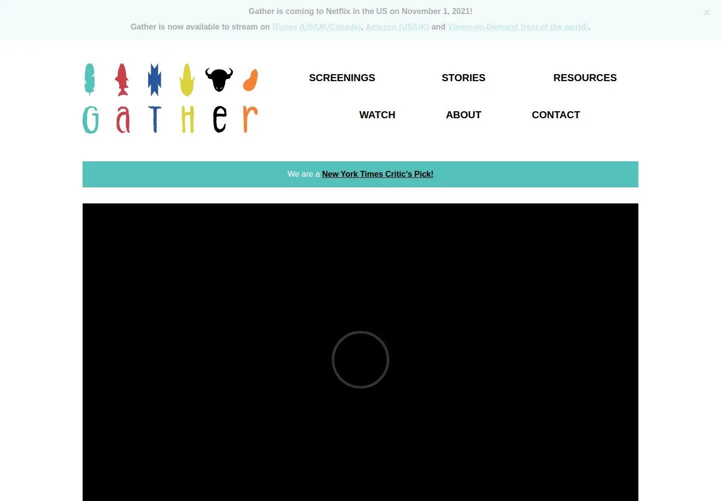 Captured homepage of gather.film in the current scan