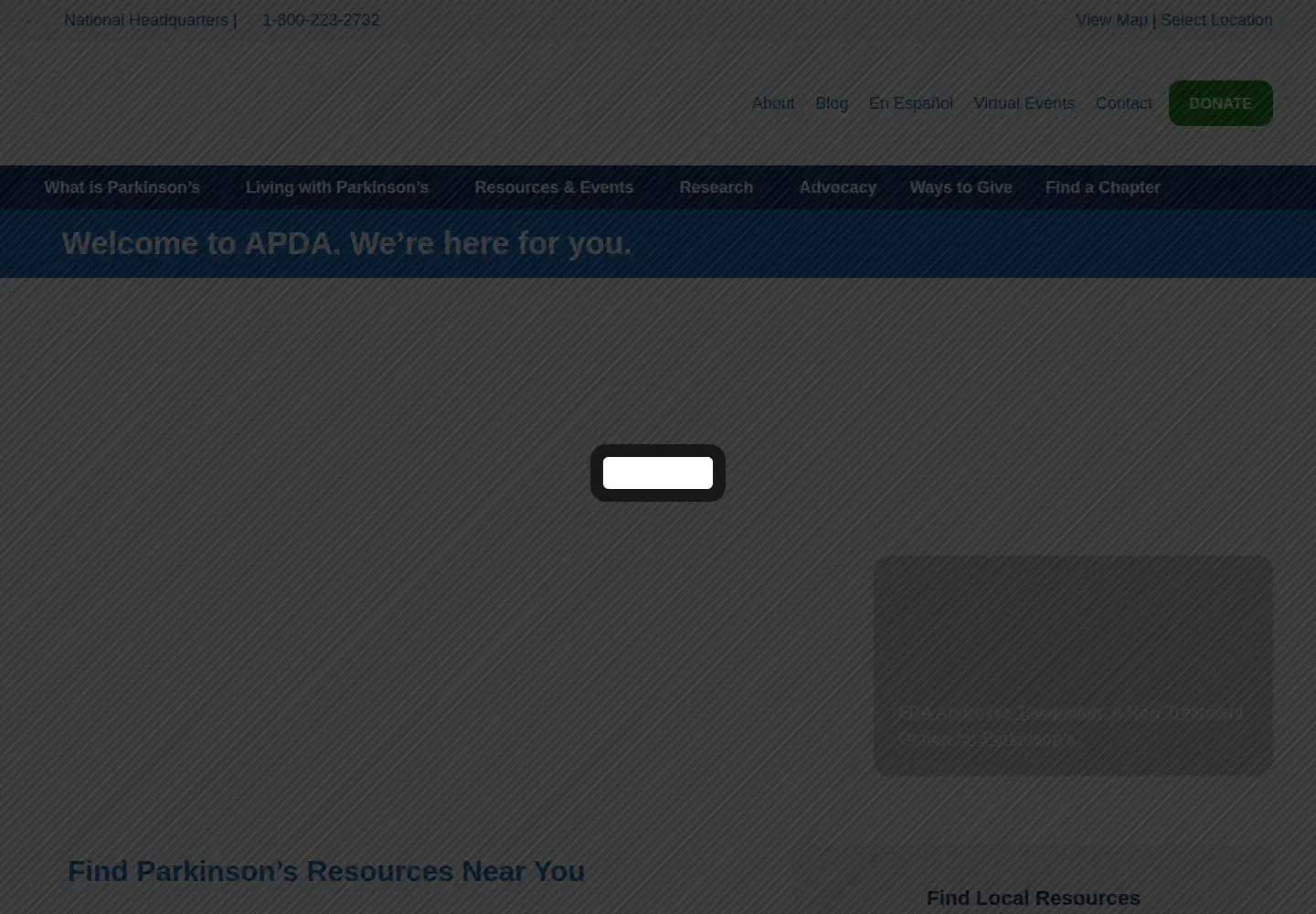 Screenshot of apdaparkinson.org
