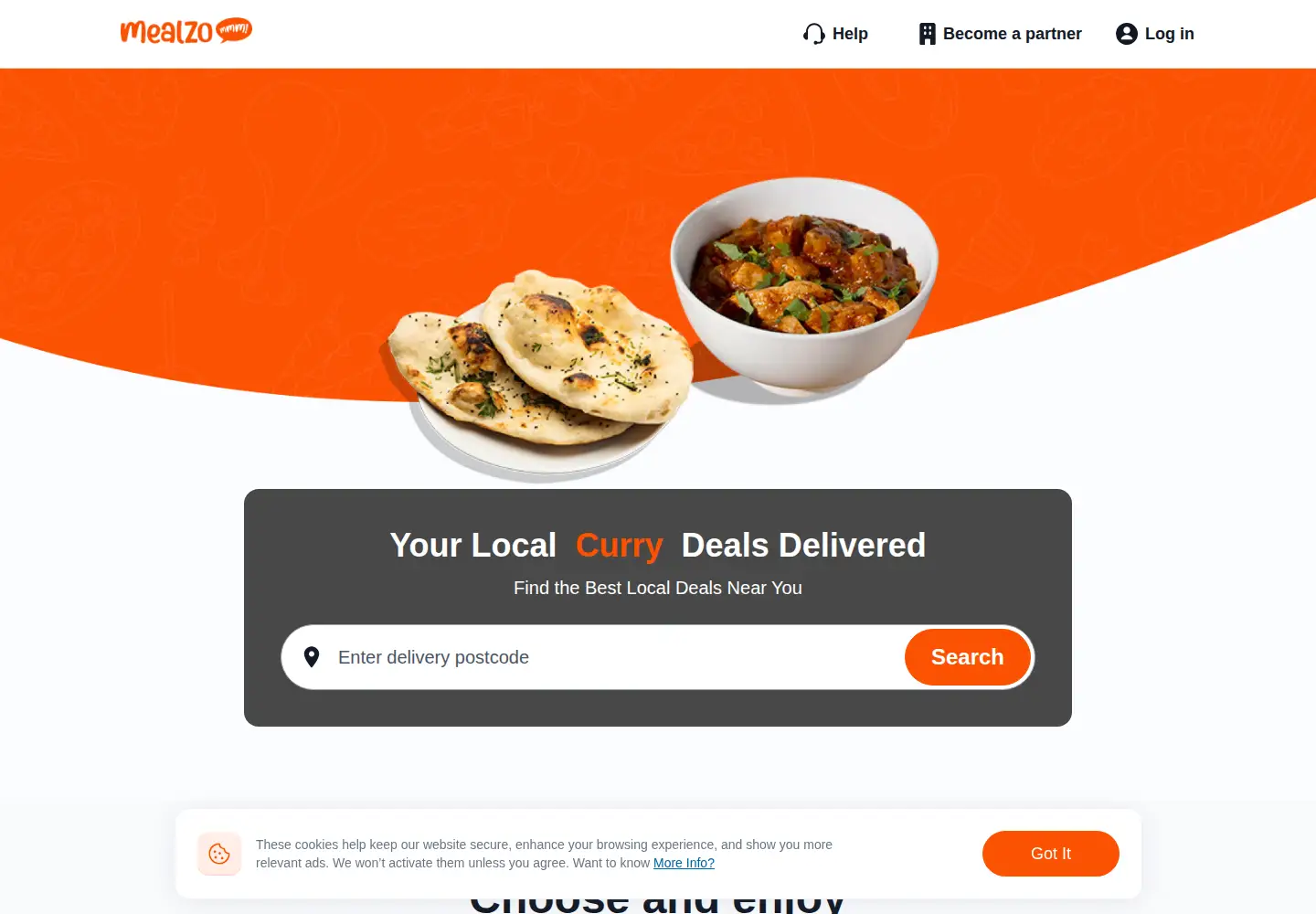 Screenshot of mealzo.co.uk